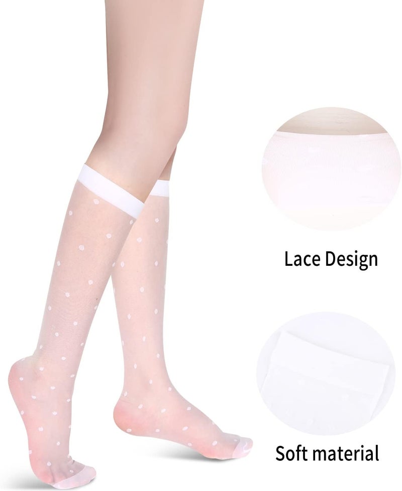 Benefeet Sox Womens Lace Knee High Socks Girls Sheer Mesh Knee High Stockings Cute Fishnet Lolita Calf Sock - Image 2